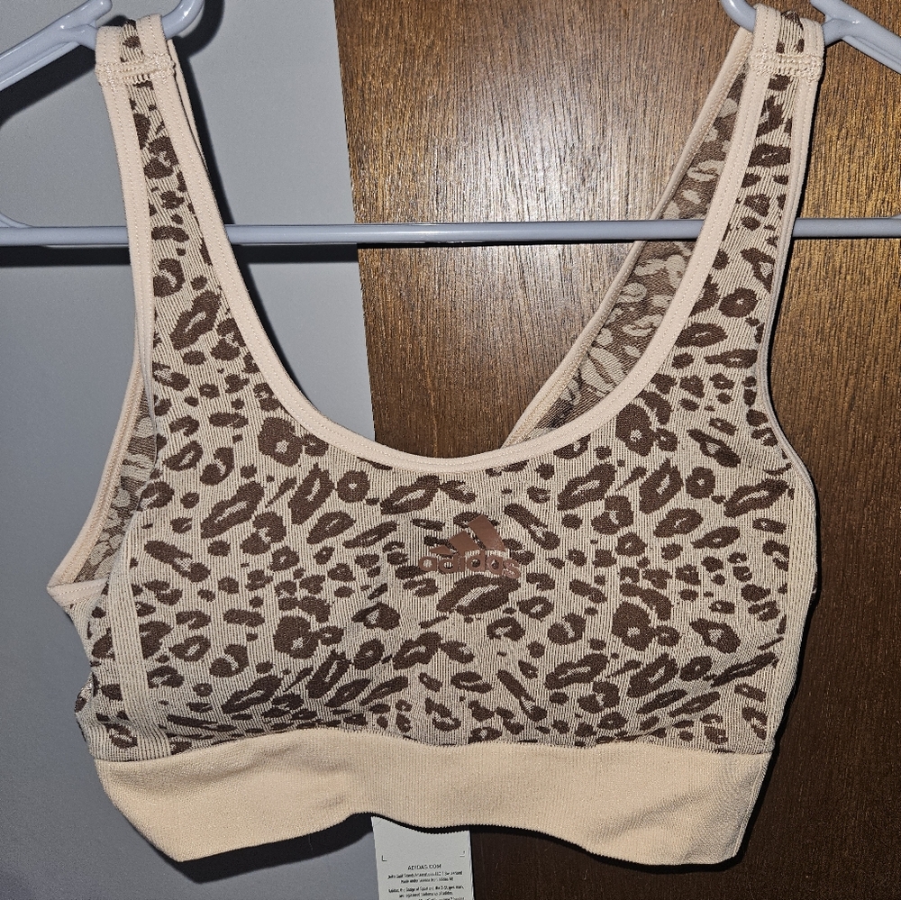 NWT Adidas Leopard Print Sports Bra Bralette Size Small